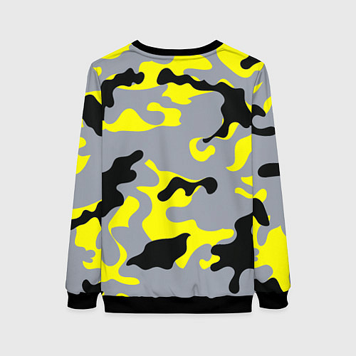 Женский свитшот Yellow & Grey Camouflage / 3D-Черный – фото 2