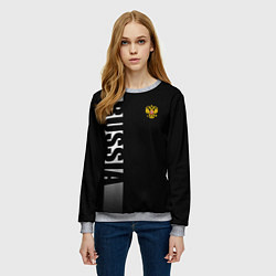 Свитшот женский Russia: Black Line, цвет: 3D-меланж — фото 2
