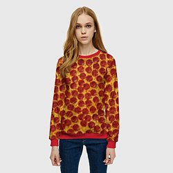 Свитшот женский Пицца пепперони, цвет: 3D-красный — фото 2