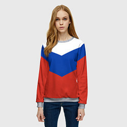 Свитшот женский Российский триколор, цвет: 3D-меланж — фото 2