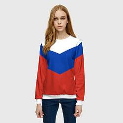 Свитшот женский Российский триколор, цвет: 3D-белый — фото 2