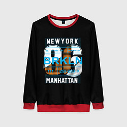 Свитшот женский New York: Manhattan 86 цвета 3D-красный — фото 1
