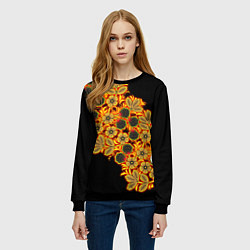 Свитшот женский Славянская роспись, цвет: 3D-черный — фото 2