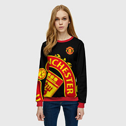 Свитшот женский FC Man United: Black Exclusive, цвет: 3D-красный — фото 2