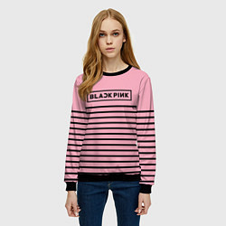 Свитшот женский Black Pink: Black Stripes, цвет: 3D-черный — фото 2