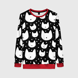 Свитшот женский Love Cats Pattern, цвет: 3D-красный