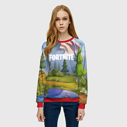 Свитшот женский Fortnite: Forest View, цвет: 3D-красный — фото 2