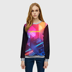 Свитшот женский Cyberpunk 2077: Neon Style, цвет: 3D-меланж — фото 2