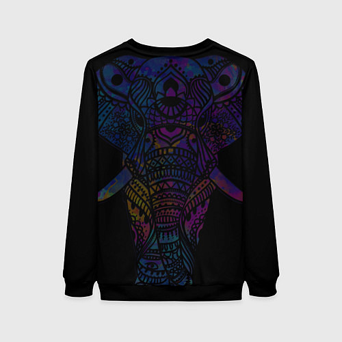Женский свитшот Слон орнамент / 3D-Черный – фото 2