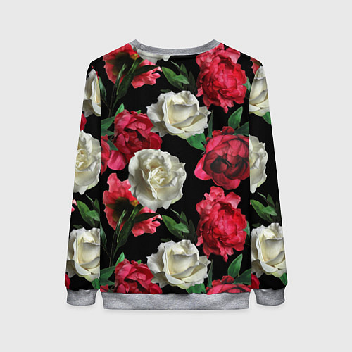 Женский свитшот Красные и белые розы / 3D-Меланж – фото 2