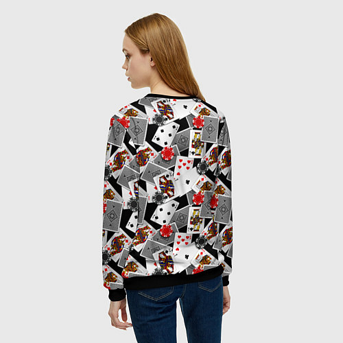 Женский свитшот Игральные карты и фишки / 3D-Черный – фото 4