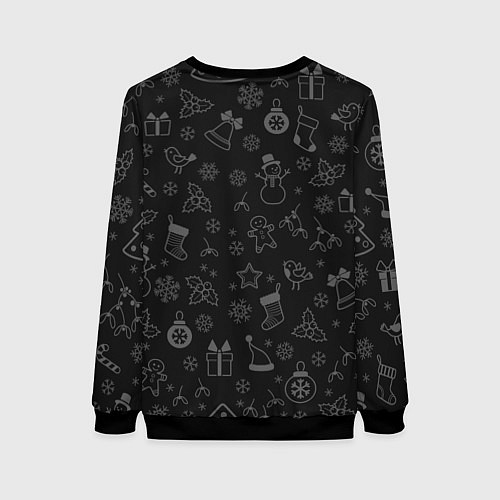 Женский свитшот Merry Christmas - french bulldog / 3D-Черный – фото 2