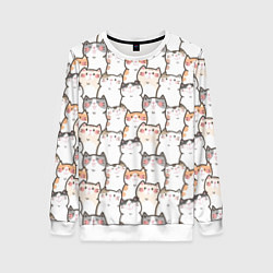 Свитшот женский Кошки котики коты, цвет: 3D-белый