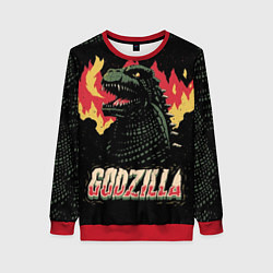 Свитшот женский Flame Godzilla, цвет: 3D-красный