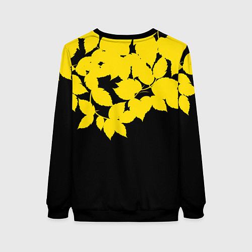 Женский свитшот Желтые Листья - Минимализм / 3D-Черный – фото 2