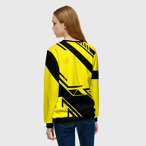 Женский свитшот Cyberpunk 2077: Yellow Samurai / 3D-Черный – фото 4