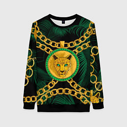 Женский свитшот Золотой леопард и цепь