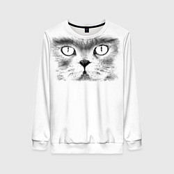Свитшот женский Моська кота, цвет: 3D-белый