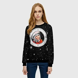 Свитшот женский Юрий Гагарин звездное небо, цвет: 3D-черный — фото 2