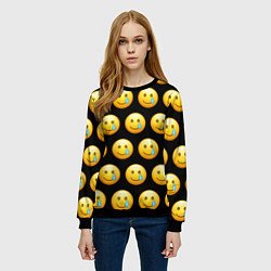 Свитшот женский New Emoji, цвет: 3D-черный — фото 2