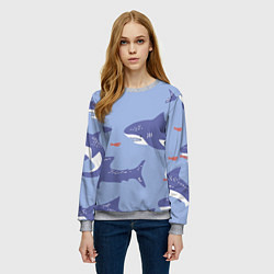 Свитшот женский Акулий косяк, цвет: 3D-меланж — фото 2