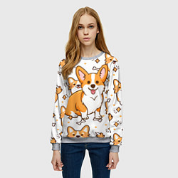 Свитшот женский Корги, цвет: 3D-меланж — фото 2