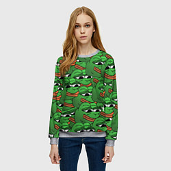 Свитшот женский Pepe The Frog, цвет: 3D-меланж — фото 2