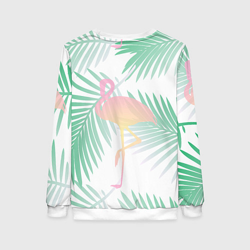 Женский свитшот Фламинго в джунглях / 3D-Белый – фото 2