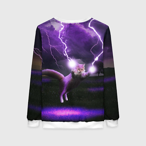 Женский свитшот Кот и Молнии / 3D-Белый – фото 2