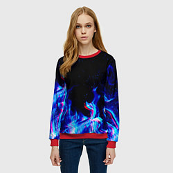 Свитшот женский СИНИЙ ОГОНЬ ГЛИТЧ, цвет: 3D-красный — фото 2