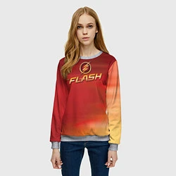 Свитшот женский The Flash Logo Pattern, цвет: 3D-меланж — фото 2