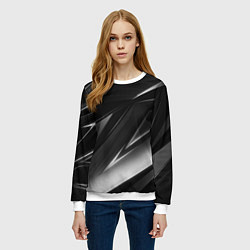 Свитшот женский GEOMETRY STRIPES BLACK & WHITE, цвет: 3D-белый — фото 2