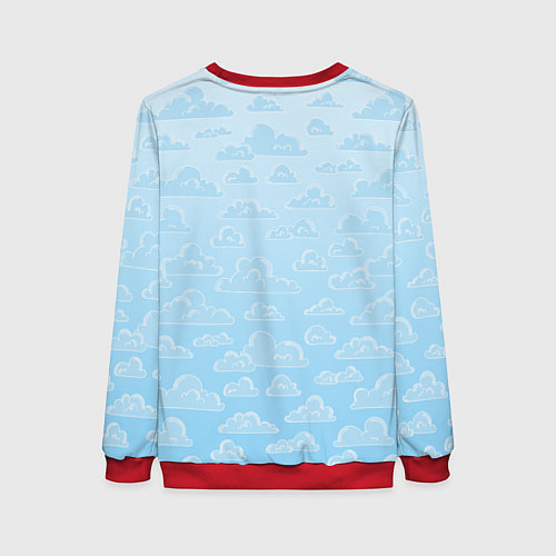 Женский свитшот Очень светлые голубые облака / 3D-Красный – фото 2