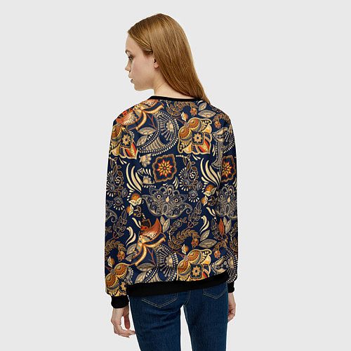 Женский свитшот Узор орнамент цветы этно / 3D-Черный – фото 4
