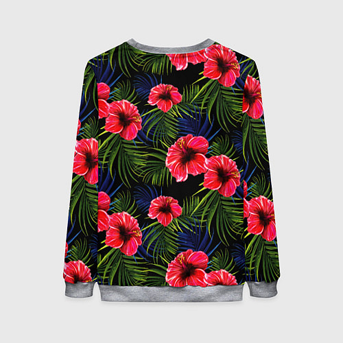 Женский свитшот Тропические цветы и листья / 3D-Меланж – фото 2