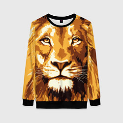 Свитшот женский Взгляд льва, цвет: 3D-черный