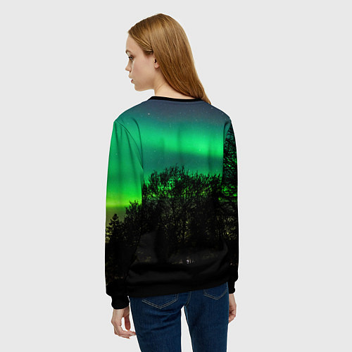Женский свитшот Северное сияние / 3D-Черный – фото 4