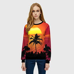 Свитшот женский Пальмы на фоне моря, цвет: 3D-черный — фото 2