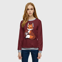 Свитшот женский Кофе любят не только люди, цвет: 3D-меланж — фото 2