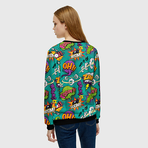 Женский свитшот Pop art comics / 3D-Черный – фото 4