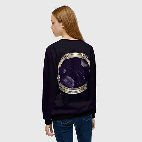 Женский свитшот Шлем астронавта / 3D-Черный – фото 4