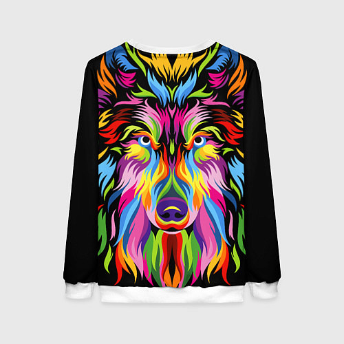Женский свитшот Neon wolf / 3D-Белый – фото 2