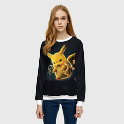 Свитшот женский Pikachu Pika Pika, цвет: 3D-белый — фото 2