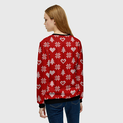 Женский свитшот Красный рождественский свитер / 3D-Черный – фото 4