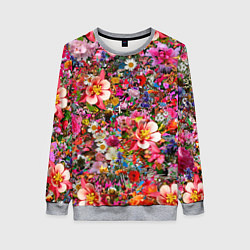 Свитшот женский Разные цветы, цвет: 3D-меланж