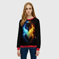 Свитшот женский Волки в огне, цвет: 3D-красный — фото 2