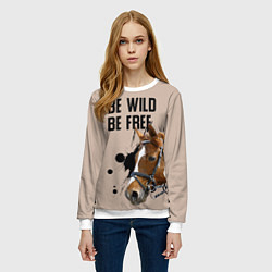 Свитшот женский Be wild be free, цвет: 3D-белый — фото 2