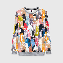 Свитшот женский Цветные лошади, цвет: 3D-меланж