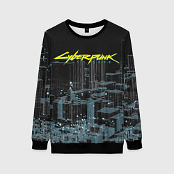 Свитшот женский Город CYBERPUNK 2077, цвет: 3D-черный