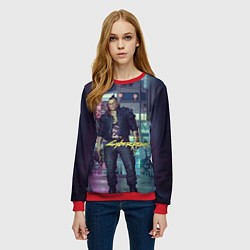 Свитшот женский Jackie Welles Cyberpunk, цвет: 3D-красный — фото 2